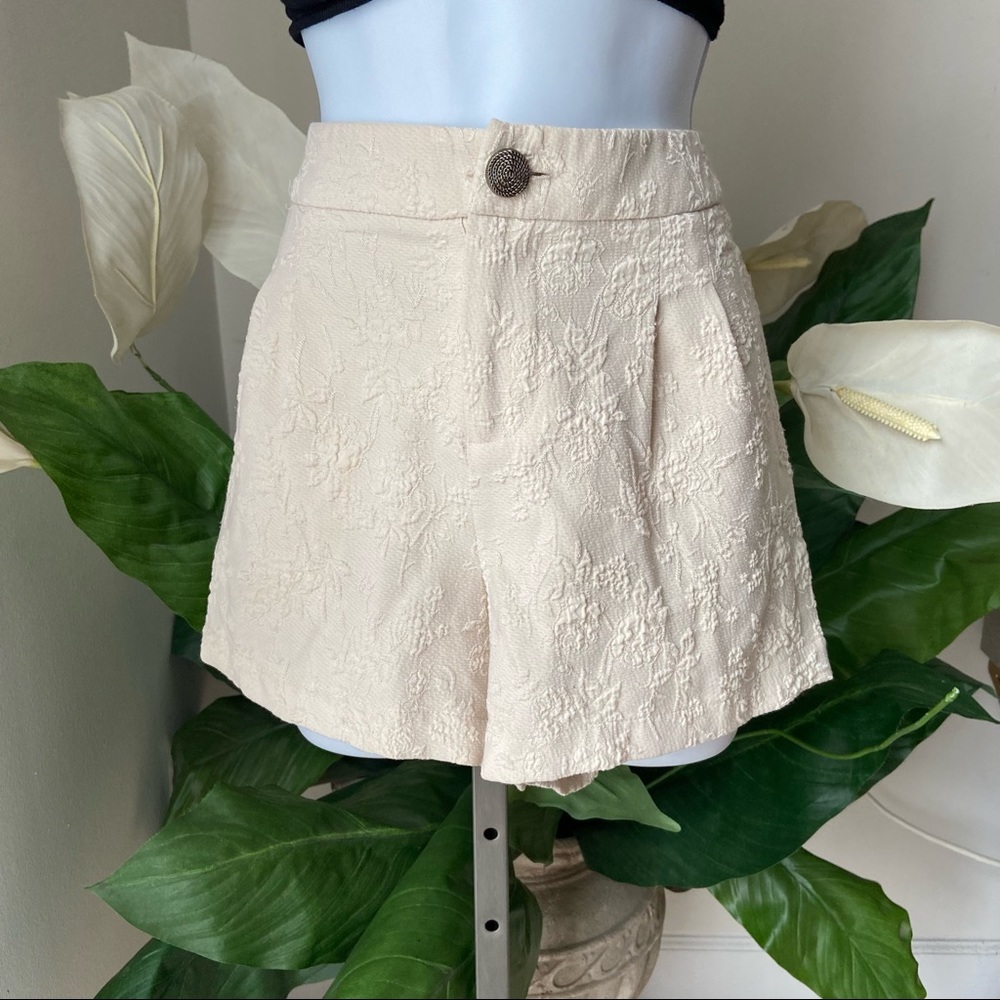 Forever21 cream floral embroidered dress Shorty shorts